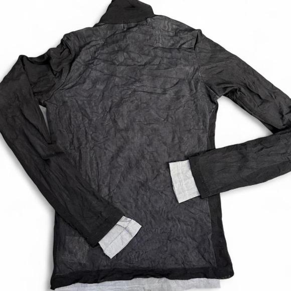 Micro Mesh Turtle Neck Graphic Long Sleeve Y2K Grunge Alt Goth MallCore - Picture 5 of 5